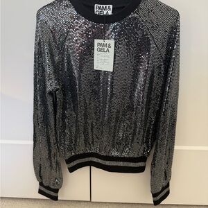 NWT Black and Silver sparkly Sweater